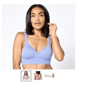 Breezies Womens‎ 42C Seamless Pointelle Underwire T-Shirt Bra Ice Blue NWT )